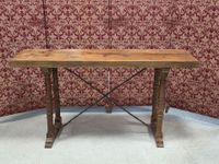 Console en noyer et entretoise en fer forgé (photo 2)