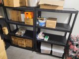 many boxes and cans on the shelves in the room