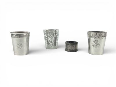 Trois timbales en argent chiffrées « G G » « M G » ? - Photo 1