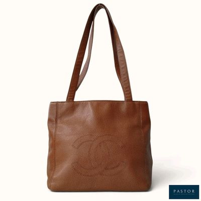 sac cabas Chanel en cuir marron