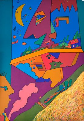 a colorful painting on the wall of a building