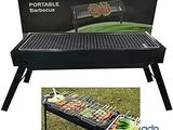 a black barbecue grill with a box on top of it