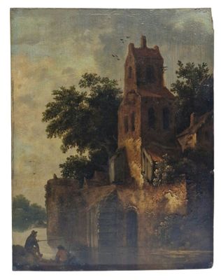 une image représentant un tableau d'un château au bord d'une rivière