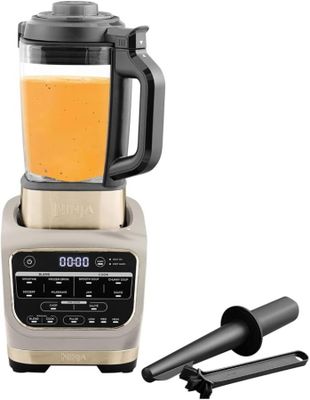 a blender that is sitting next to a blender with a blender in it