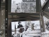 several black and white photos of a man and a woman on a bed