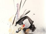 a painting of a bird that is sitting on the ground