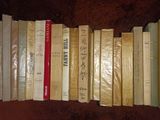 a lot of books that are sitting on a table