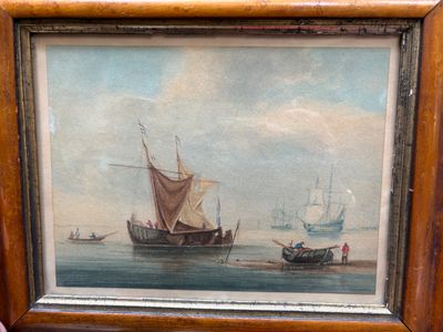 Ecole française du XIXème siècle, Bateaux au mouillage - Aqu…