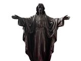 statue d'une femme aux bras écartés et aux mains tendues