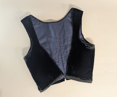 a close up of a black leather vest on a white surface