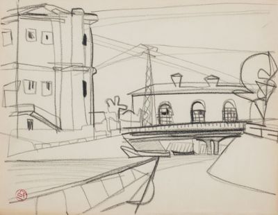 Raymond ESPINASSE (1897-1985) Toulouse, la Garonne Fusain su…