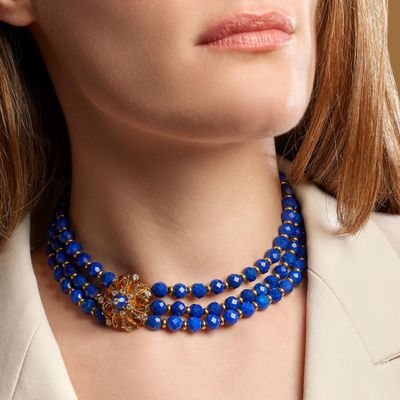 AnnÉES 1940 Collier Lapis-Lazuli ET Citrines