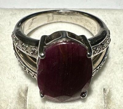 BAGUE COUSSIN RUBIS 5CTS - ARGENT 925 - Taille 54 - 6g (42)