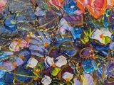 a painting of flowers in a vase on a table