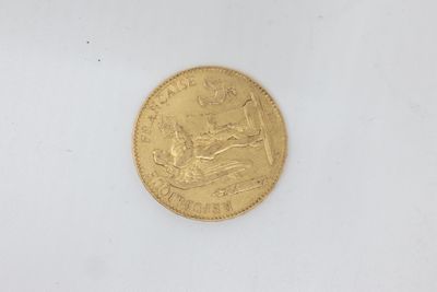 a close up of a gold coin on a white surface