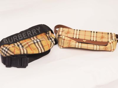 burberry vintage check bum bag in antique yellow / black - men | burberry - cell phone cases