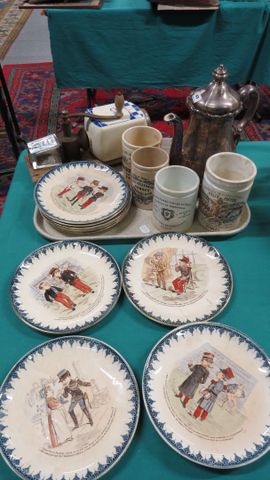 Ensemble de faïence : 10 assiettes parlantes (Terre de Fer HB &Ci...
