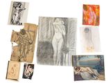 many different pictures of a woman on a white surface