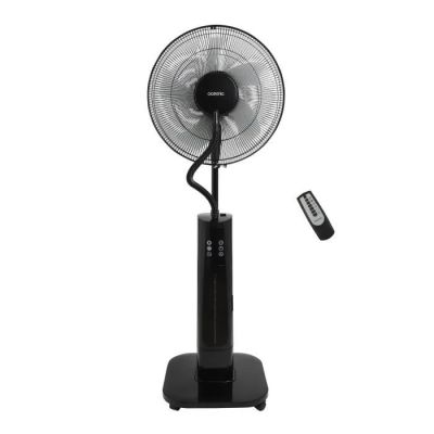 an image of a black fan with a remote control on a white background