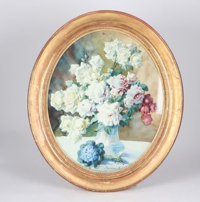a picture of a painting of flowers in a vase