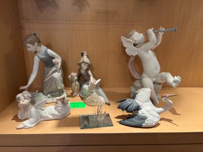 Ensemble de bibelots dont porcelaine LLADRO, verre, biscuit. H. max.  - Photo 1