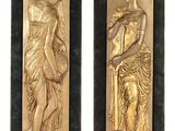 pair of art deco bookends in bronze and black marble