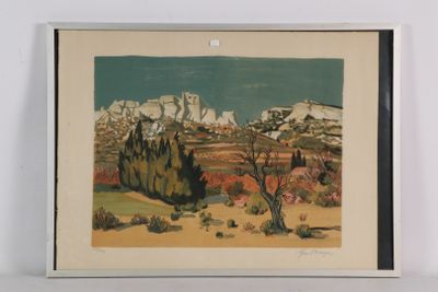 une image représentant un tableau représentant une scène désertique avec une montagne en arrière-plan