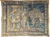 une image représentant une tapisserie sur laquelle figure un groupe de personnes dans un jardin