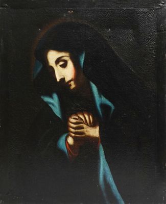 une peinture représentant une femme tenant un bébé dans ses bras
