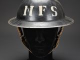 a close up of a helmet on a mannequin head