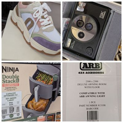 quatre photos d'articles différents dans un magasin