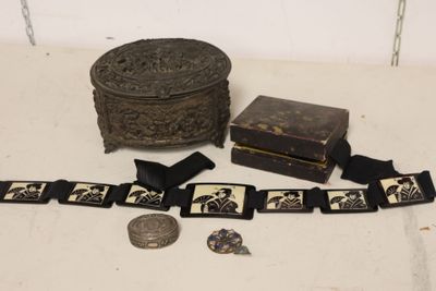a box and a belt with a picture of a man on it