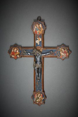 a wooden cross with a crucifix on it