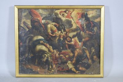 painting of a painting of a group of men on horseback