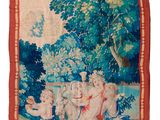 une image représentant une tapisserie sur laquelle figure un groupe d'enfants à cheval