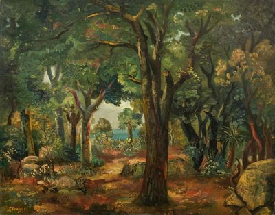 Auguste CLERGE (1891-1963) Paysage forestier. 1926