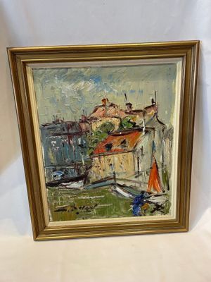 Gaston BERGER "Vue de lieutenance à Honfleur" HST, SBG, 46x5…
