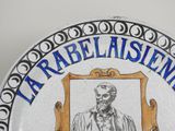 a plate with a picture of a man on it