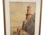 tableau représentant un phare sur une falaise avec vue sur l'océan