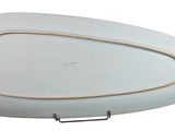 a white plate with a yellow rim on a white background