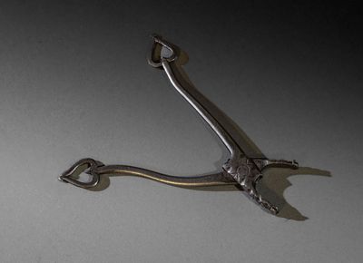 a metal object that looks like a bird with a long beak