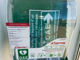 a fire extinguisor on the side of a building