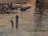 a painting of a boat in a body of water
