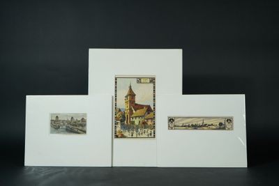 HANSI Vues d'alsace. Réunion de 2 lithographies en couleurs.…