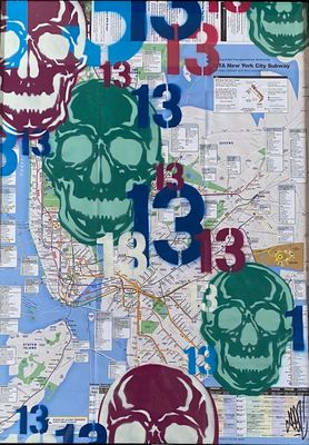 Seen (Né en 1961) Skull 13, acrylique, pochoir et aérosol su…
