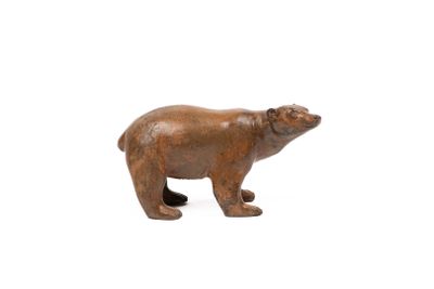 Pierre CHENET (XXe). "Ours polaire à l'arrêt", sujet en bron… - Photo 1