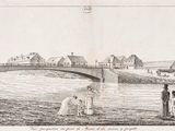 un dessin représentant un pont enjambant un plan d'eau