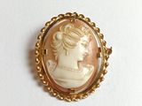 une image représentant une femme portant une broche en or