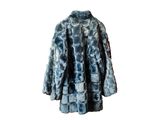 an image of a blue fur coat on a hanger