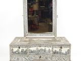 an image of a white dresser with a mirror on top of it